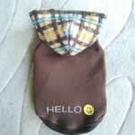 犬服！Lsize！フワフワ！プックリチェックフード