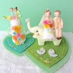 受注製作 　 幸せ運ぶゾウさんとHappy Wedding (グリーン)
