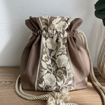 【送料無料】インド刺繍リボン＊巾着バッグ　ショルダーバッグ　ハンドバッグ