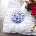 ツリーに飾れる🎶雪の結晶 オーナメント クリスマス＊アルコールインクアート　クリスマス