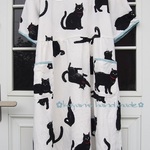 ハイウエスト切り替えワンピ　ねこ柄M～LL