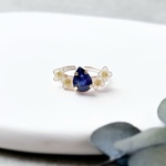 -Jewelry Flower-  スイートアリッサムとサファイアのワイヤーリング