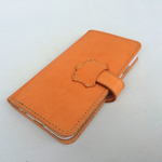 受注製作iPhone 6/6s用⌘自然色⌘国産天然サドルレザー手帳型革ライトケース