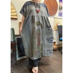 墨染めの芸妓さん柄の手ぬぐい等のロングチュニック　　　　　　手ぬぐいリメイク