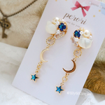 Yoluの探しもの　ピアス/イヤリング（しろねこ×ゴールド×バミューダブルー）