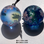 ２４㎜　夜桜と月の光　　316L 刻印入りカニカンチャーム　サージカルステンレス　アレルギー対応　雲レジン