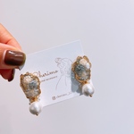 新作♡ゴールド フレーム×パール×かすみ草×ドライフラワー イヤリング ピアス アクセサリー 秋 結婚式