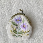 【再販×2】コットンリネンと刺繍の秋の草花のがま口2