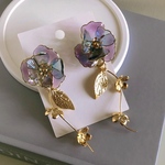 アメジストフラワー　ピアス　イヤリング　2way
