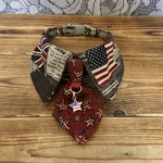 犬・猫の首輪　26～29　cocoちゃんネクタイチョーカー　グレー系・星条旗とユニオンジャック柄・ビンテージ風