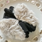 💓sale300円💓ファーとコラボ❤︎ブラックシフォン💓プレーンシュシュ✨（ブラック×シルバーグレーファー）