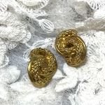 0596  90s VINTAGE WサークルデザインチェーンイヤリングEARRING  ヴィンテージ　イヤリング　アンティーク  クラシカル　ゆらゆらクリップ　ナチュラル　カジュアル