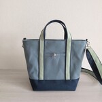☆naoko 2407様専用☆ トートバッグショルダー付き ブルージェイド×スモーキーセラドン×セルリアンブルー 倉敷帆布 