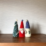 【送料無料】手編みのとんがりサンタさんクリスマスセット