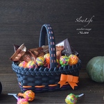 ハロウィン限定カラー ぷちフラワーバスケット No.501 ♡ クラフトバンドの小物入れ　m ハロウィン テーブルコーデ 鍵入れ 玄関 小物入れ 化粧品 アクセサリー