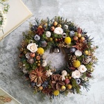 【特別価格】Pleine lune＜des noisettes＞＊クリスマス＊満月＊秋＊冬＊北欧＊フラワーリース＊プリザーブドフラワー＊お花＊ギフト＊結婚祝い＊新築祝い