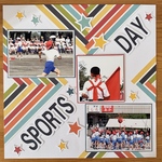 スクラップブッキング  12インチ　完成品  ☆ SPORTS DAY ☆