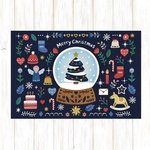 クリスマスポストカード　スノードーム