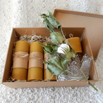 木芯　国産の蜂の巣から作る　蜜蝋キャンドル　キャンドル　木芯　蜜蝋　３本セット＋ミニ１本　アロマストーン　