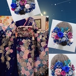【花momo様専用ページ】【オーダーメイド】　成人式　卒業式　結婚式　髪飾り　青　バラ　ローズ
