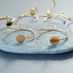 [2pcs] オール ステンレス ジルコニア ハーフ デザインリング 6mm 3mm ゴールド サージカルステンレス 24KGP イオンメッキ 金属アレルギー対応