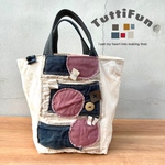 tuttifun＊デニムとピンクのmaru 帆布バッグ