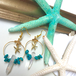【夏アクセ】ガラススティックとターコイズのフープピアス