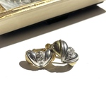  0622VINTAGE EARRING リボンバイカラーシルバーヴィンテージ　イヤリング　アンティーク  クラシカル　花　フラワー　大ぶり　クリップ　ナチュラル　カジュアルビーズ　ビジュー