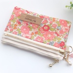LIBERTY　リバティ　Betsy　ベッツィ　2011　ピンク系　  wファスナー・クリアポケット付き少し大きめミニポーチ　size：13×9.5cm　★suicaパスケース　お財布に