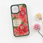 紫陽花とバラ  シリコンケース 押し花スマホケース  iPhone15Pro/14/13/12/SE/11/8/7/XS/XR