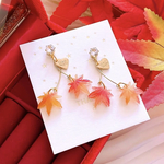 新作♪秋 🍁🍂揺れる 紅葉 🍁レディース 💄✨お洒落 ハンドメイド ピアス イヤリング レディースアクセサリーෆ˚*
