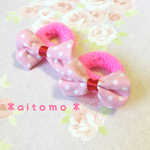 リボンヘアゴム＊パイルゴム＊ピンクドット