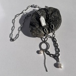 [2〜3way] バロックパール ロングネックレス ［SSN060］ ＊ ボールチェーン　シルバーネックレス　バロックパールネックレス　ステンレスネックレス　チェーンネックレス