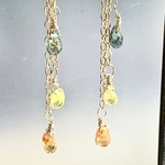 ドロップサファイア2種とベリルのチェーンピアス(パープル系)