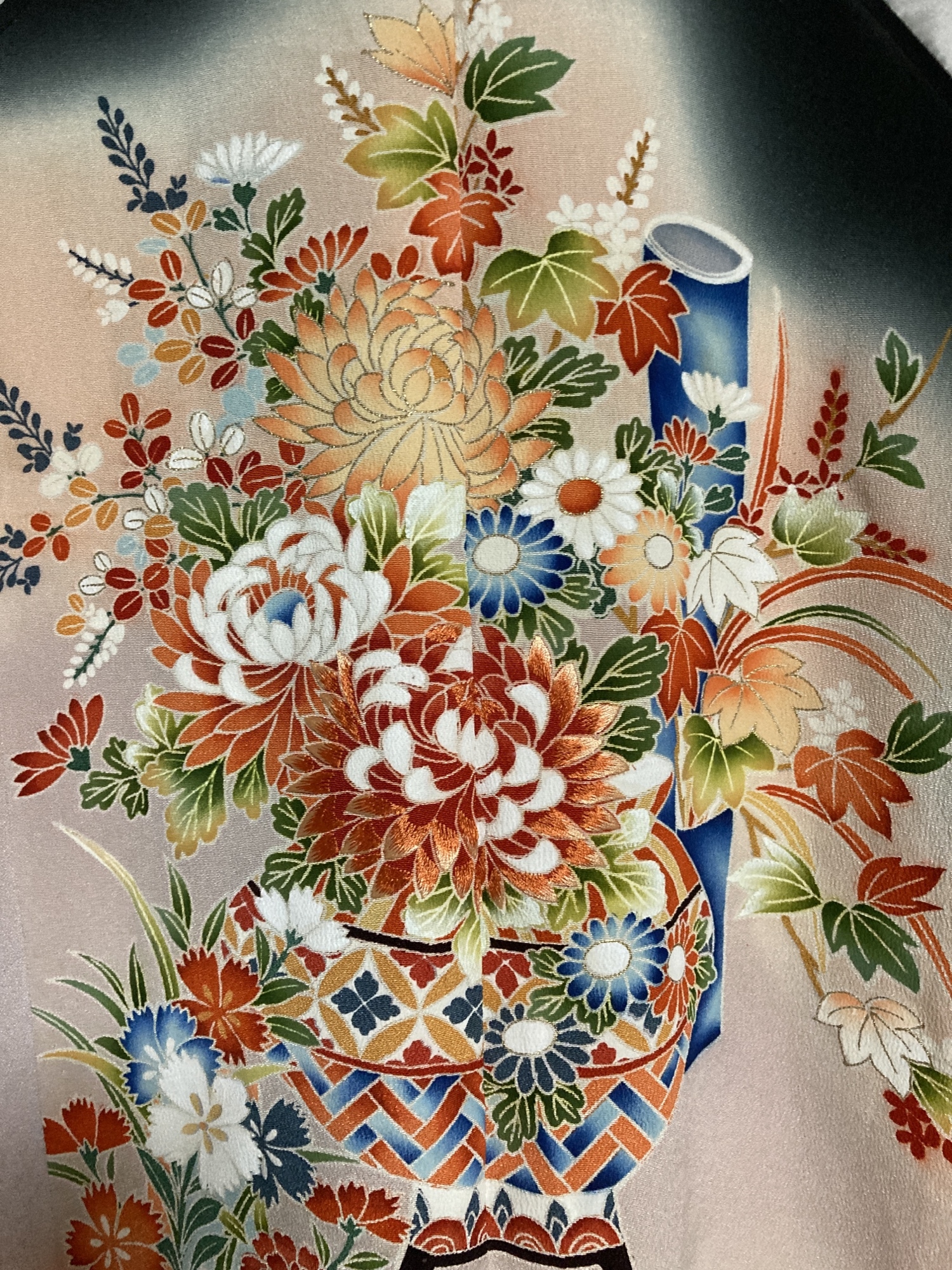 着物リメイクスカジャン リバーシブル 留袖リメイク 和服リメイク 鞠