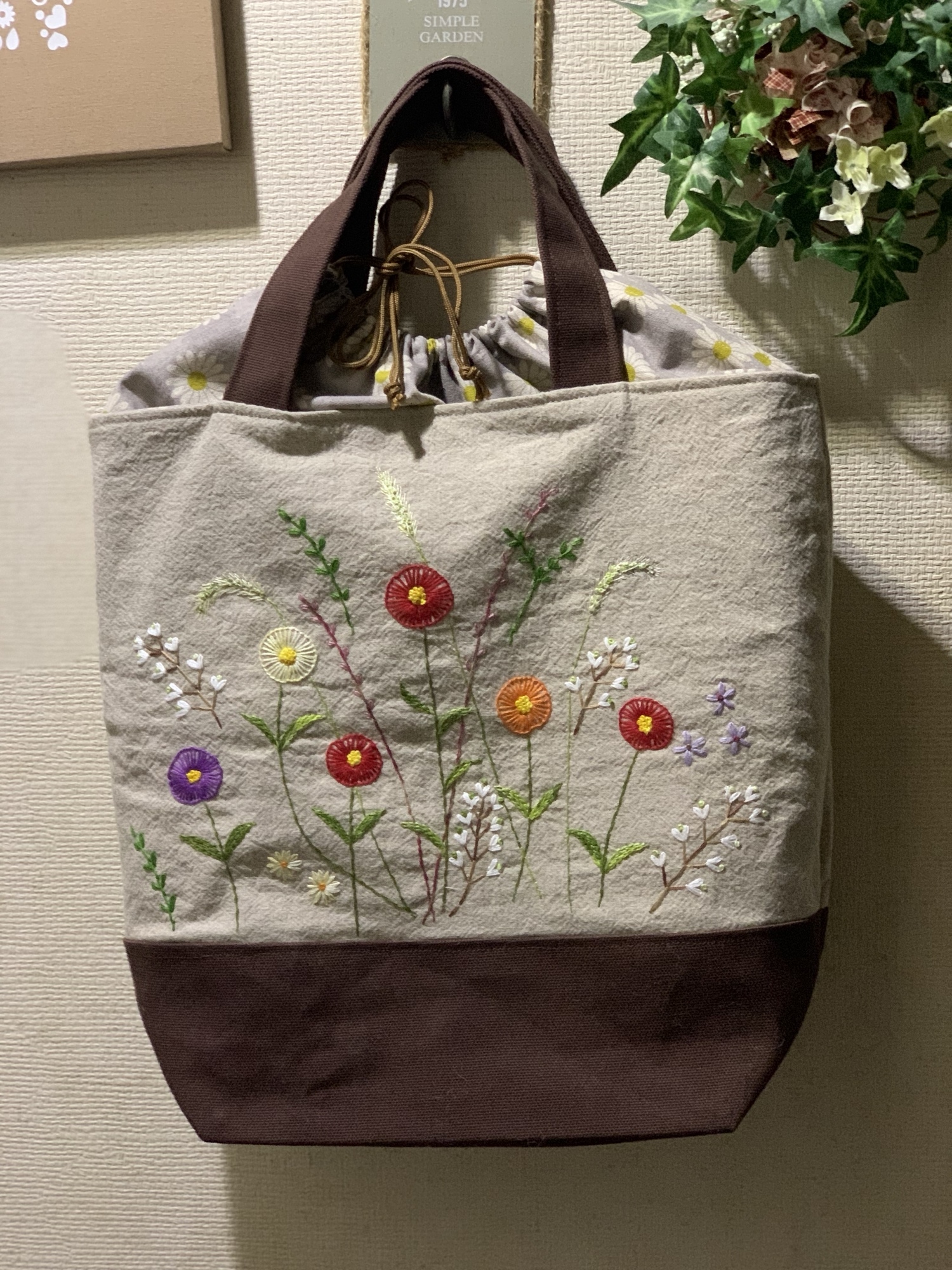 小菊の庭の巾着トート