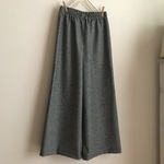 千鳥格子ウール（白×黒）で作ったワイドパンツ