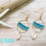アパタイトとシェルのフープピアス