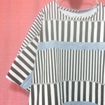 ◆sale◆ ミックスフリルストライプはんぱ袖ワンピース　mono tone