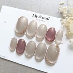 ネイルチップ ショート 秋 ぶどう ネイル マグネット ニュアンス ネイル