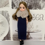リカちゃん服　ロングワンピースとファーティペットの2点セット