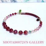 ［再販5］ピンクトルマリンを花束にして　💐シングル　ワイヤーブレスレッド　天然石　#minne_new  Swarovski  #ピンクトルマリン　#トルマリン