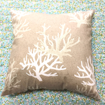 サンドカラーのサンゴ柄クッションカバー【再販1】