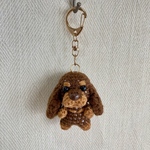 【新色】編みぐるみ犬キーホルダー：コッカー(チョコタン)