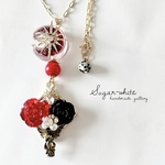 🥀 RED series  ✵ 月と太陽と薔薇と天使と。2段チャーム ネックレス ペンダント  大ぶり
