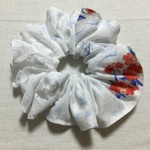 【一点物】涼やか金魚とレースのシュシュ＊青系＊ヘアアクセサリー＊0622