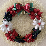 つまみ細工リース(大)🎄クリスマスコットンリース🎄　