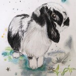 お庭で…〜うさぎ〜【パステル画 絵画 原画】