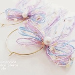  大きめリボンのピアス purple