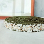 【50cm】【20mm幅】【R028-4】細め　くすみカラー　インド刺繍リボン　フラワーモチーフ　フリンジ　淡い色　レース地　スパンコール　手芸　アクセサリーパーツ　ハンドメイド